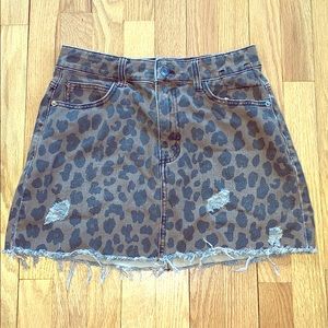 Distressed Cheetah Print Mini skirt